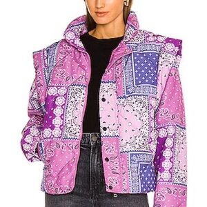 Pistola Callista Pink and Purple Patchwork Puffer Jacket